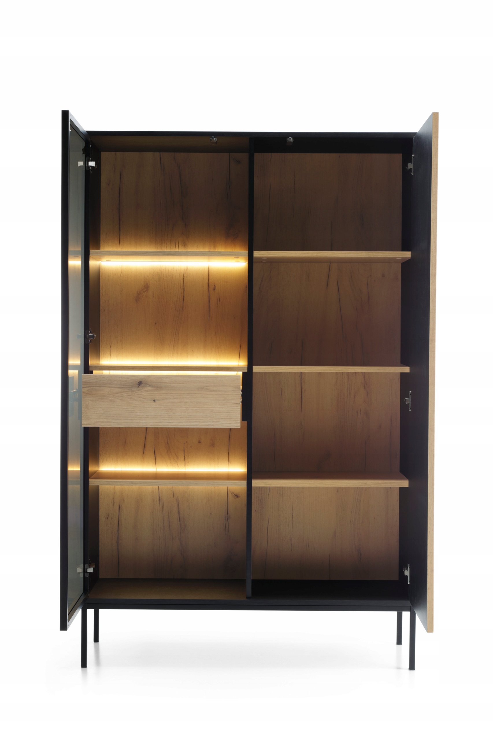 WITRYNA WTSZ104 czarny / dąb wotan + LED Wysokość mebla 166 cm