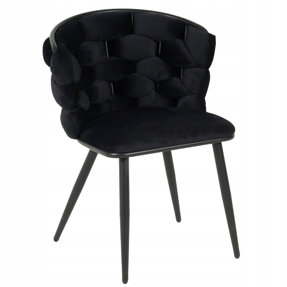 Krzesło czarne welurowe plecione oparcie loft do salonu jadalni kuchni