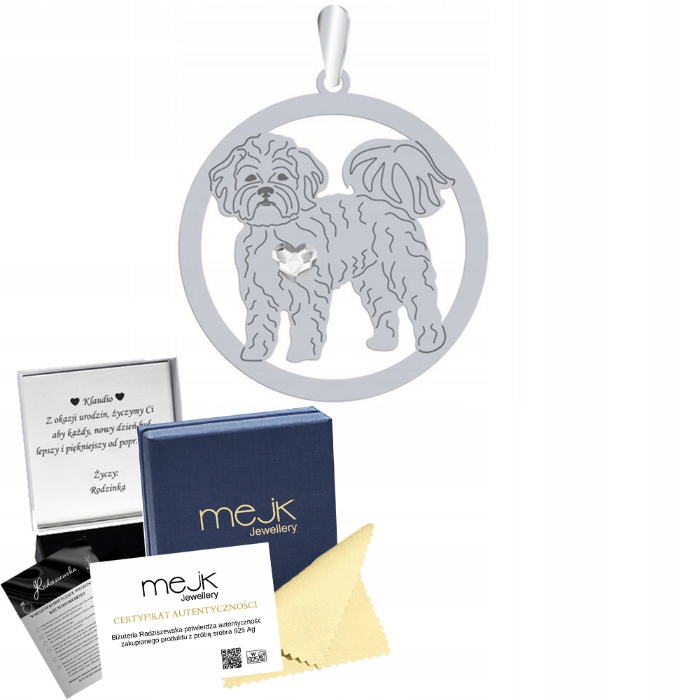 Stříbrný přívěsek Maltipoo 925 Šperky Dárek Žena Gravírování Bonus