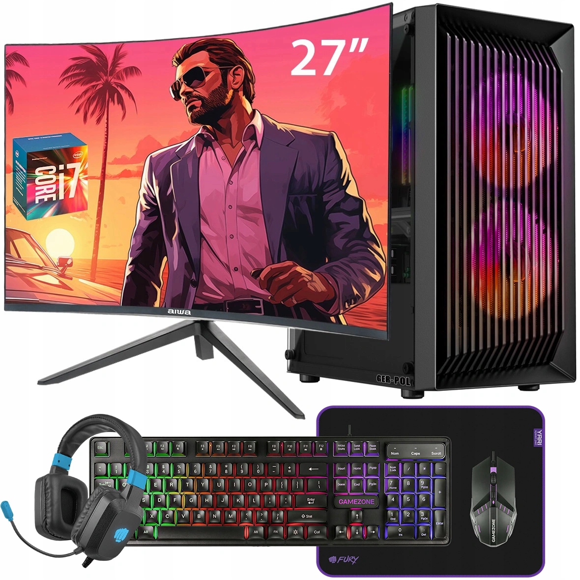 Herný Počítač I7 Radeon Rx 32GB Ram Ssd 1TB Rgb Monitor 27