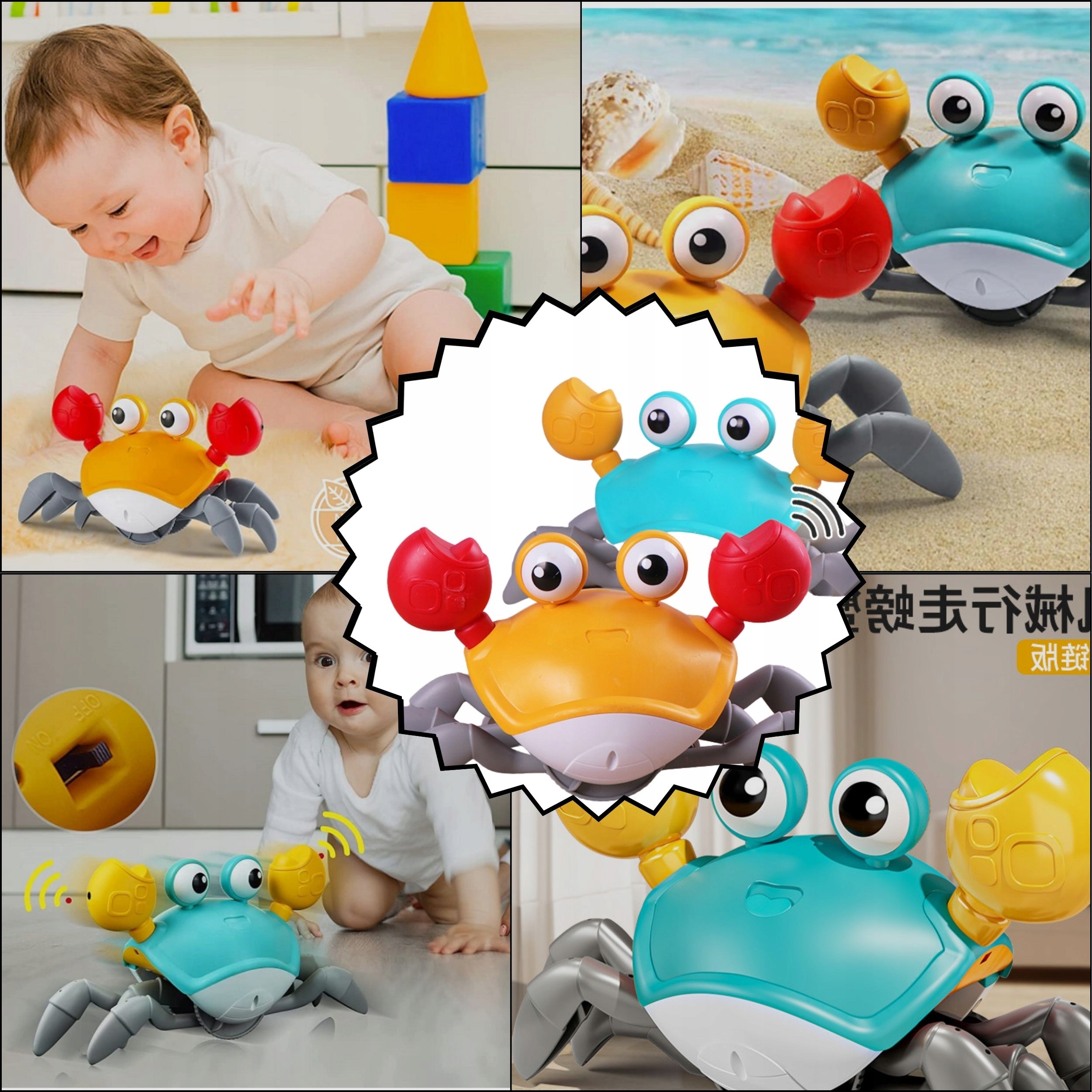 PEŁZAJĄCY KRAB UCIEKAJĄCY ZABAWKA INTERAKTYWNA Z DŹWIĘKIEM DLA DZIECKA BABY Płeć chłopcy dziewczynki unisex