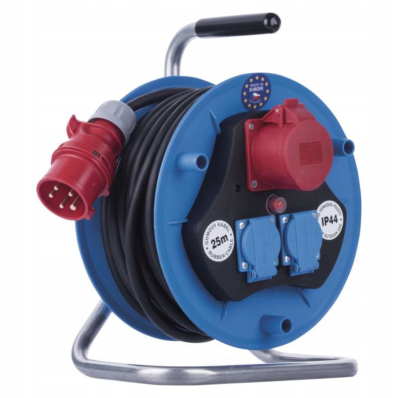 Vonkajší predlžovací kábel na bubne 25 m 3 zásuvky čierny guma…