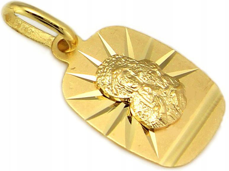 Zlatý medailonek 585 Matka Boží na křtiny, přívěsek svaté přijímání, dárek 14k