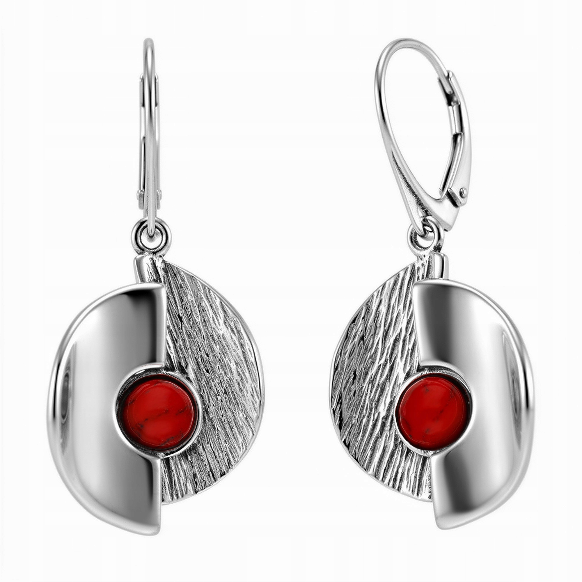 Stříbrné Náušnice Anglické Oxidované S Korálem