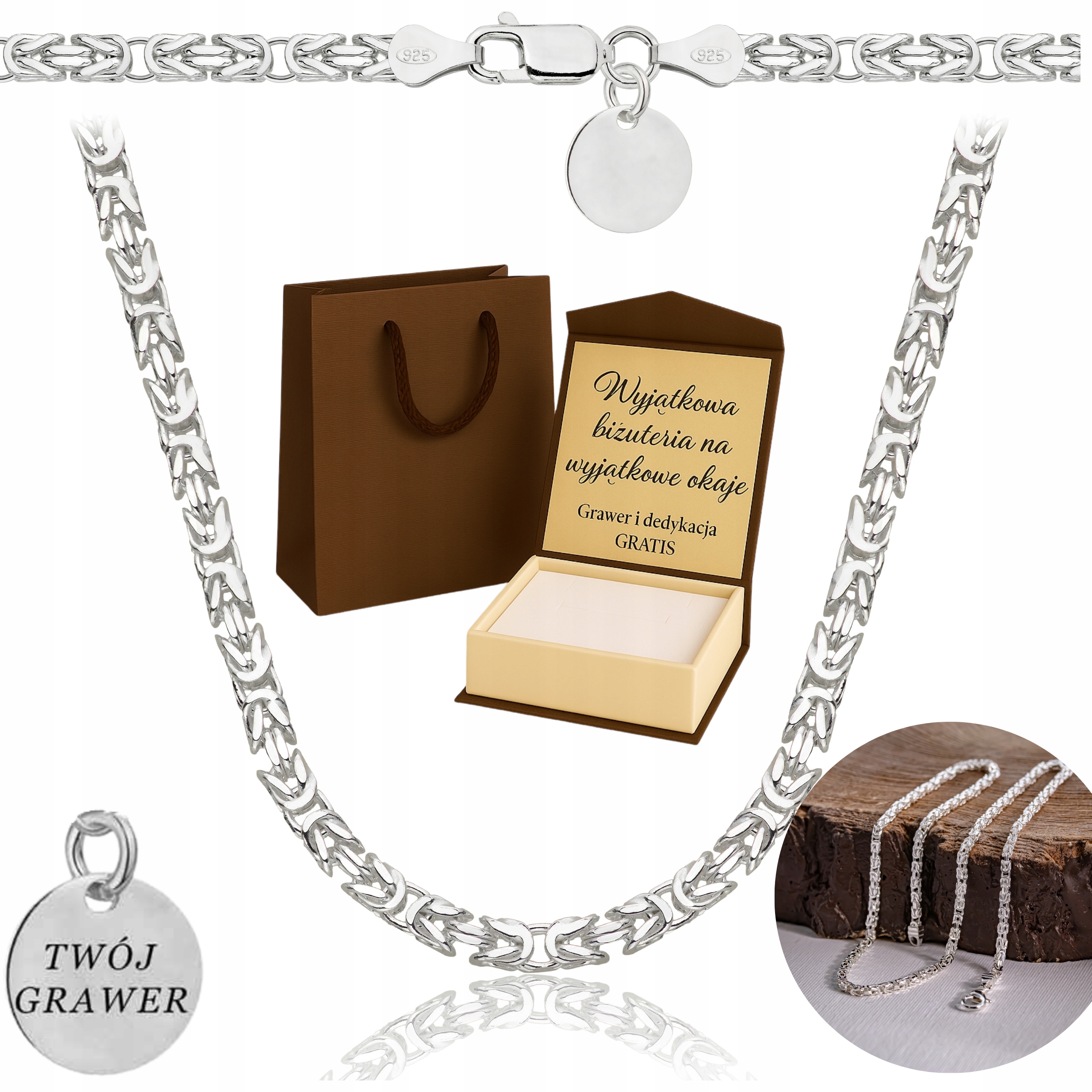 Masivní Královský Pánský Stříbrný Řetízek Ryzost 925 S Gravírování Bonus
