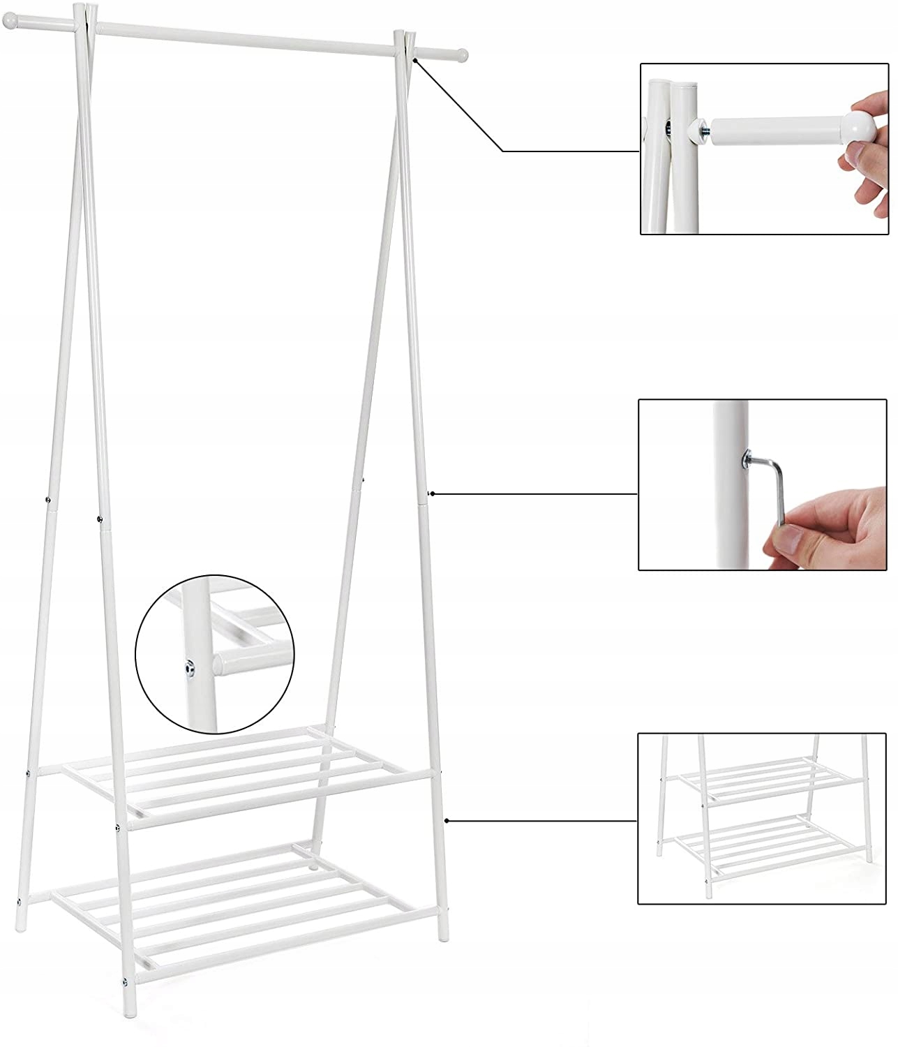 Stojak wieszak na ubrania GLAMOUR 155 cm stojący Głębokość mebla 41 cm