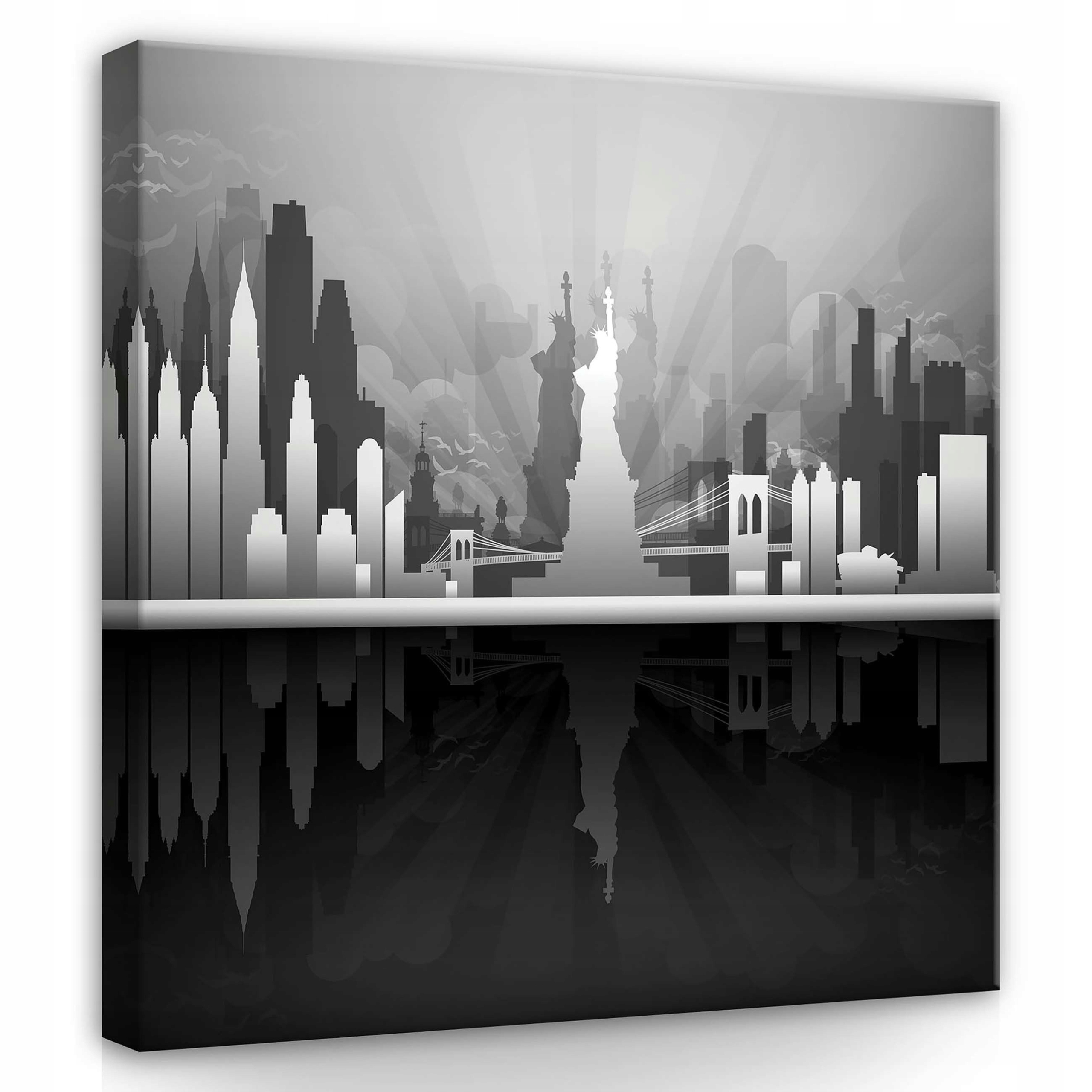 Obraz 80x80 New York krajina města silueta odraz Socha svobody