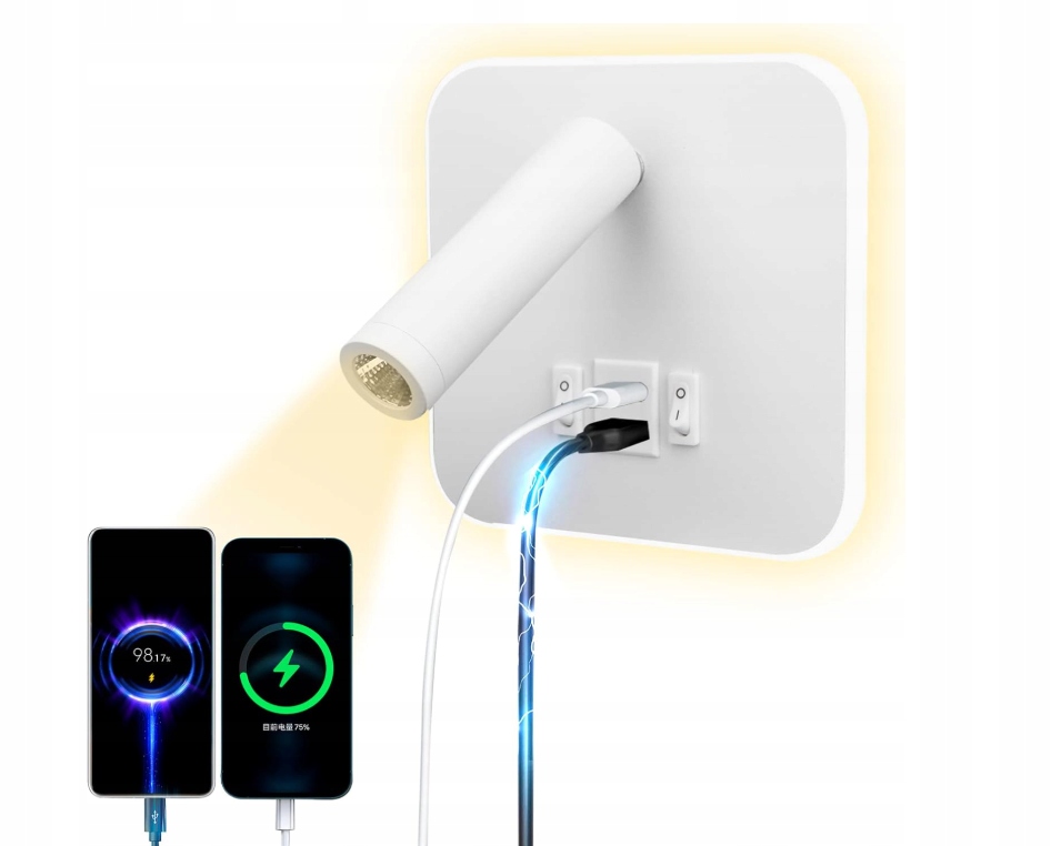 Moderná Nástenná Led Lampa, Lampa Na Čítanie, S Usb Nabíjacím Portom
