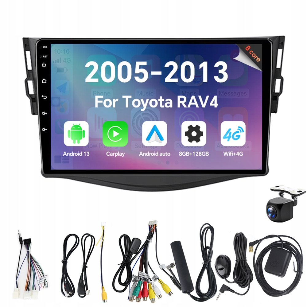 Autorádio Eunavi 2Din s Androidem 13 a 2G pro Toyota RAV4 Rav 4 2005-2013, Carplay 4G