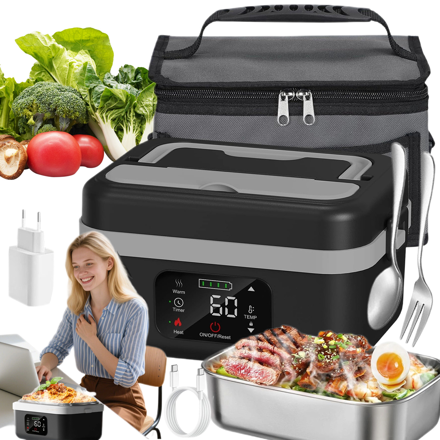 Elektrický Obědový Box Ohřívač Oběda Sada 60V1 L Termotaška