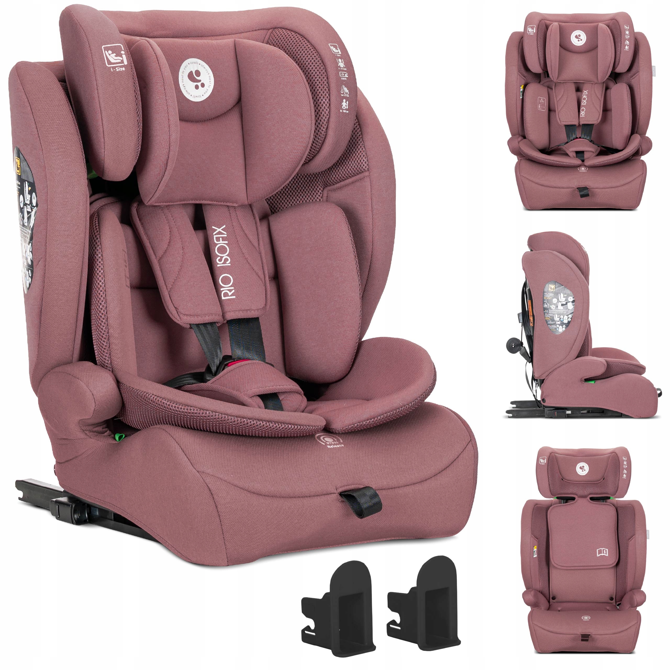 Fotelik samochodowy I-Size Isofix 9-36 kg Top Tether pasy Lorelli Rio