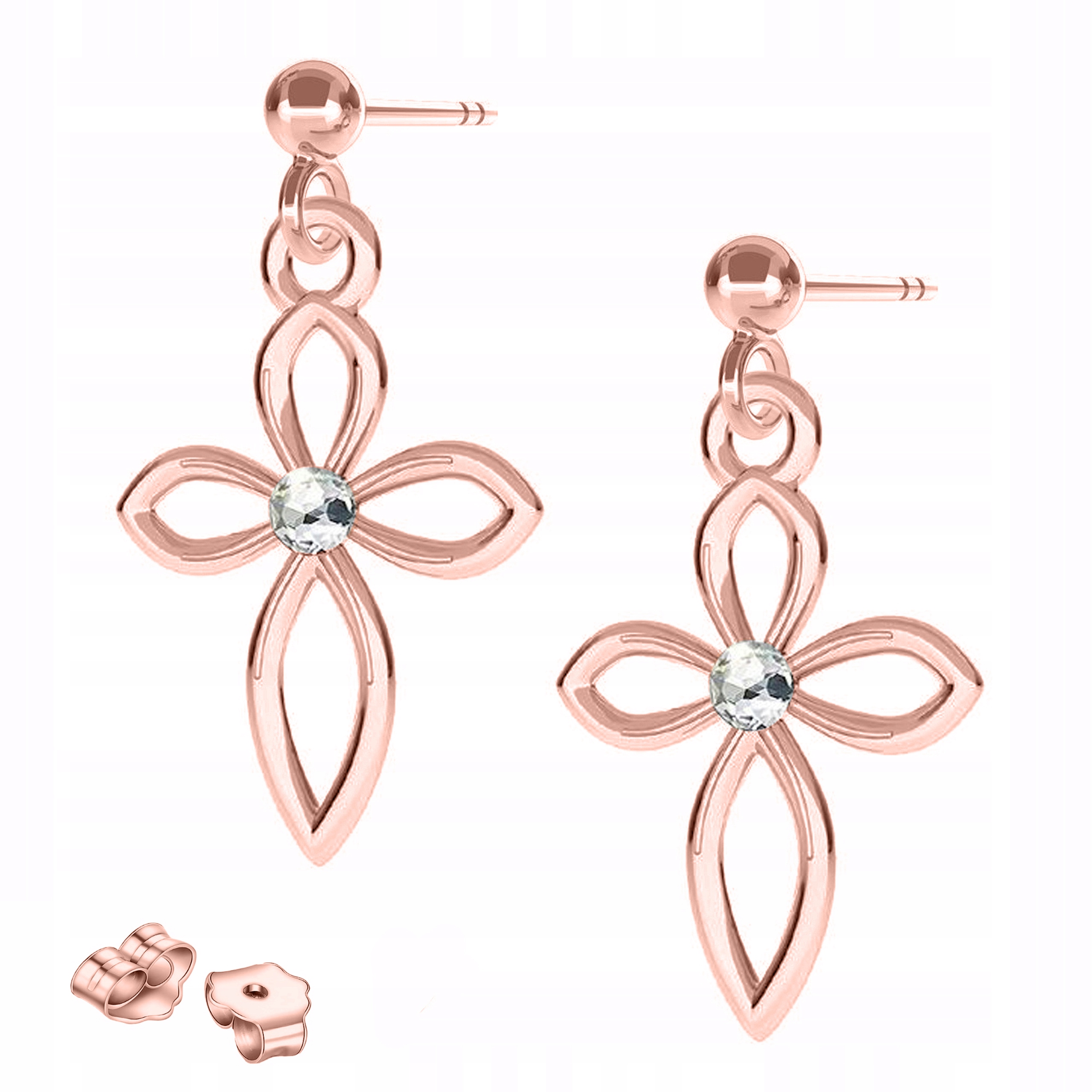 Náušnice Pozlacené křížky Ozdobné křížky Kříž křížek Stříbro 925