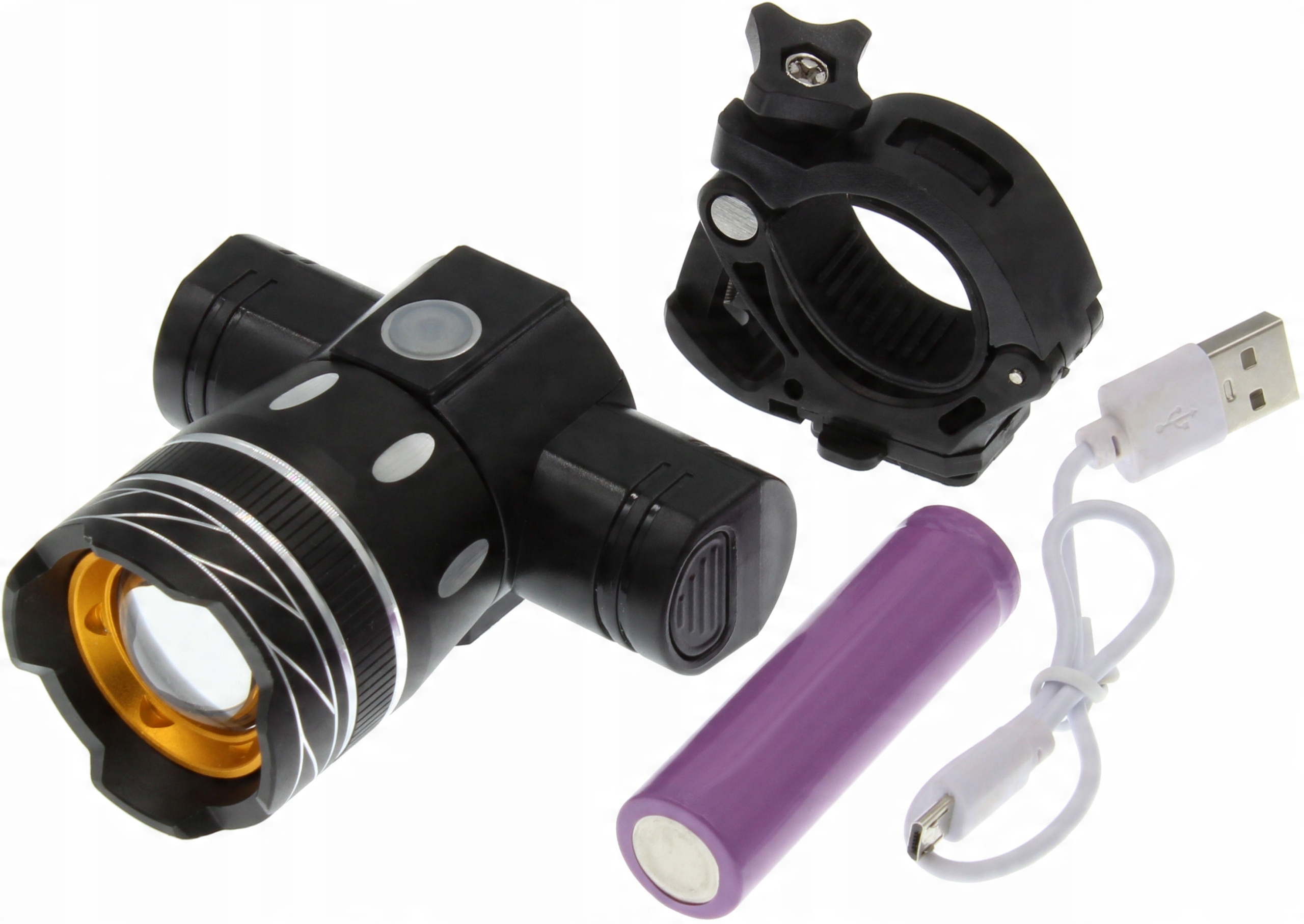 

Lampka Rowerowa Led Cree Akumulator 18650 Uchwyt