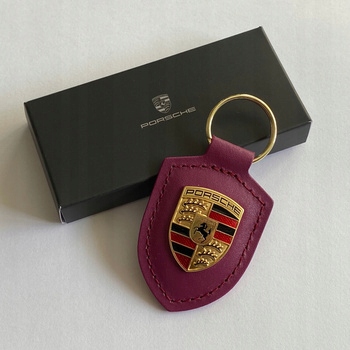 Kľúčenka Porsche koža originálna Špeciálna edícia 75. výročie Rubystone Red
