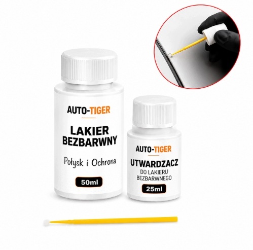 Lakier zaprawkowy Bezbarwny Samochodowy 50 ml Utwardzacz 25 ml