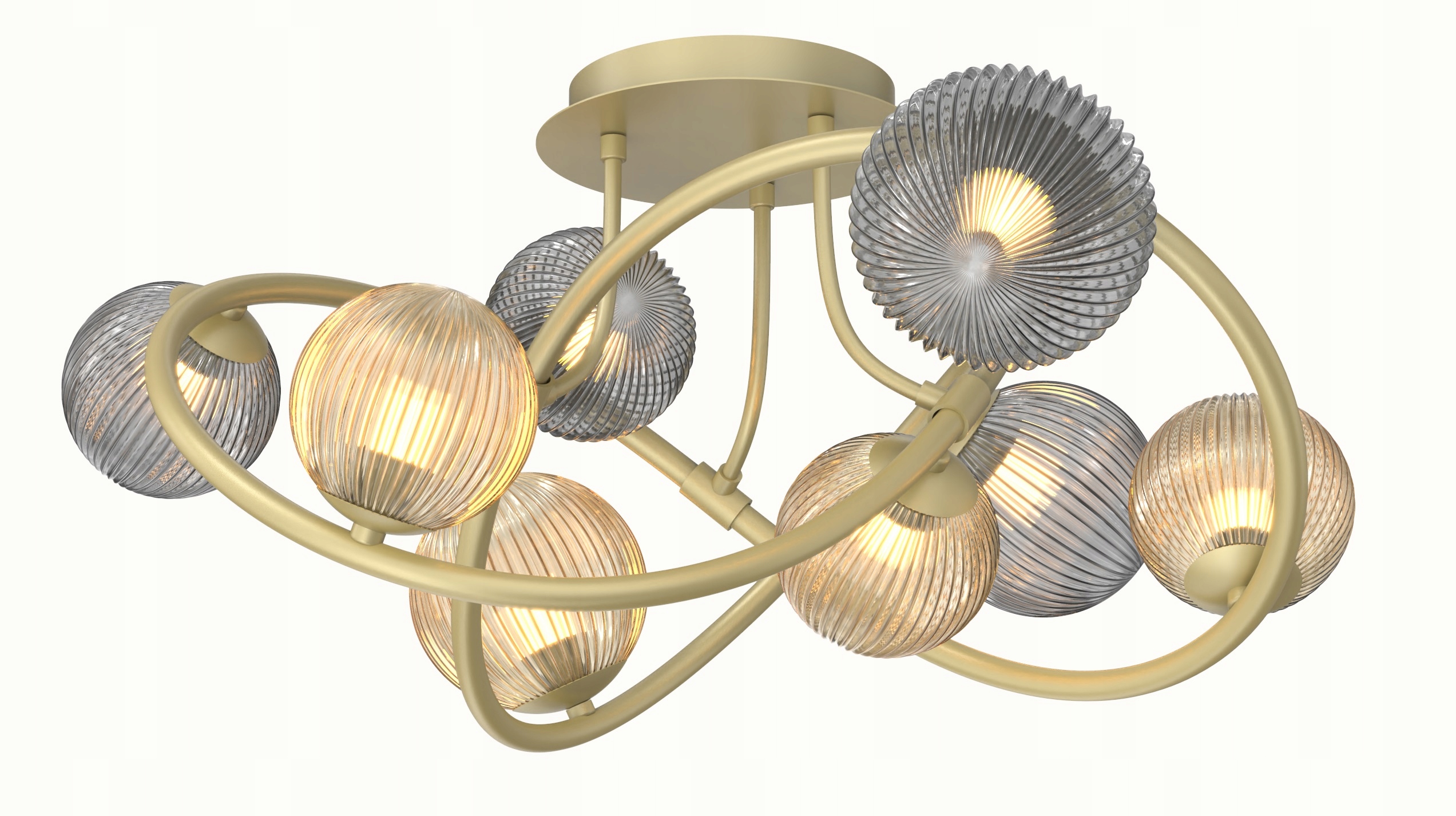 Lampa sufitowa plafon złoty do pokoju sypialni kuchni złota szklane klosze
