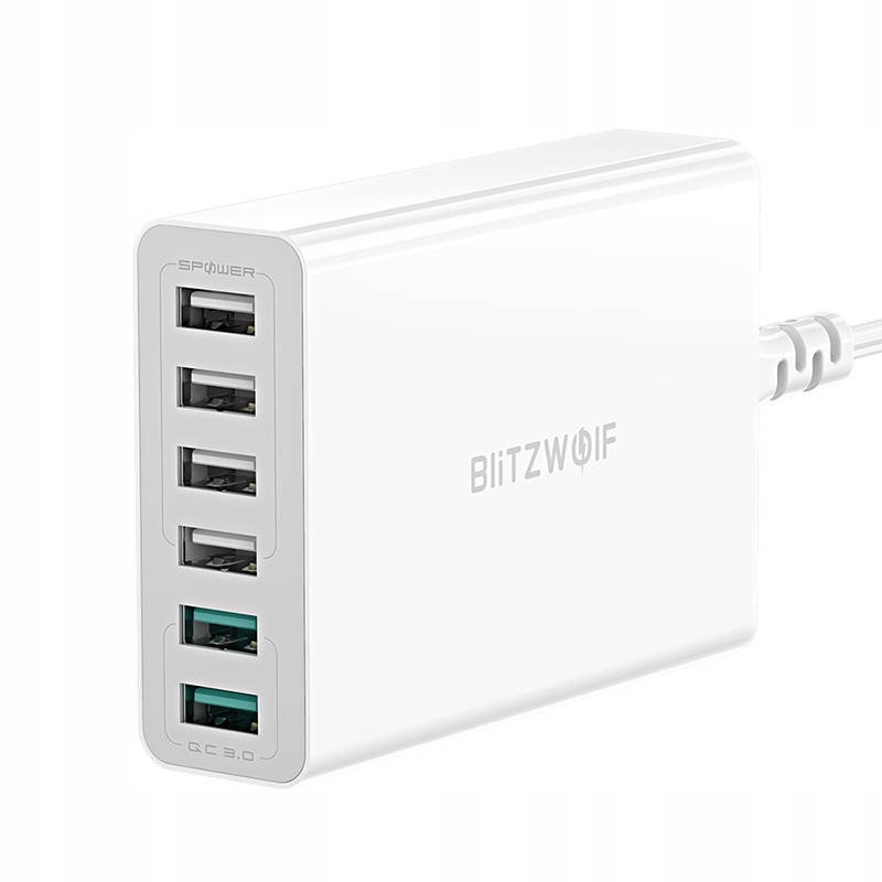 BLITZWOLF UNIWERSALNA ZASILACZ ŁADOWARKA SIECIOWA USB 6X USB-A QC 3.0 60W Stan opakowania oryginalne