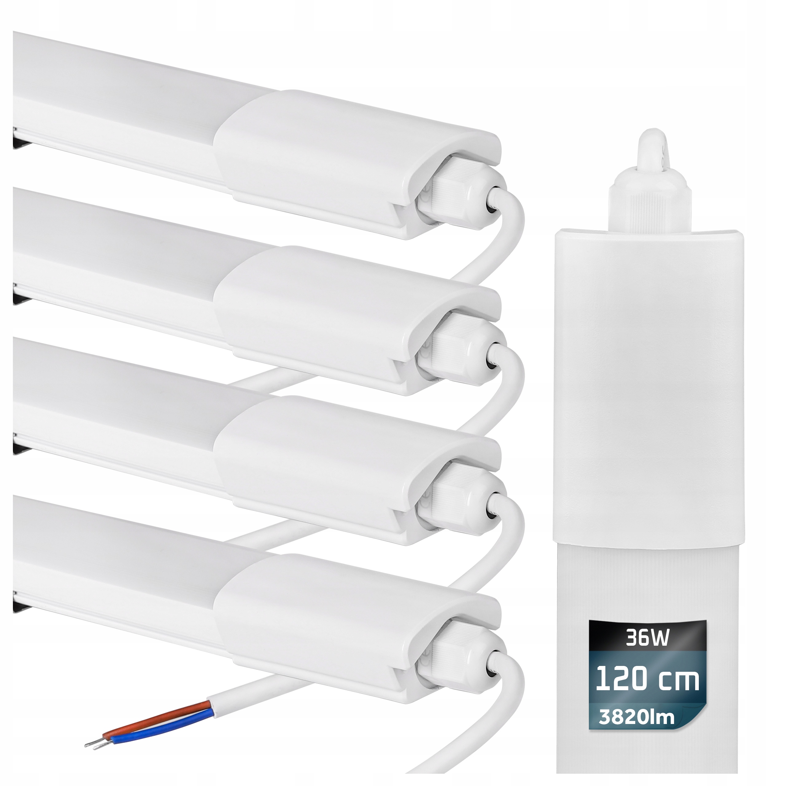 4x Lampa Sufitowa Plafon Led hermetyczna ip65 Natynkowy Oprawa 36w 120cm