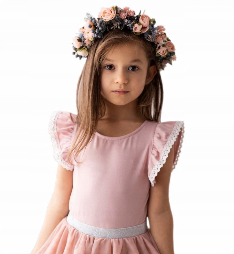 

Lily Grey Różowa Bluzka Boho Falbanka Gipiura 122