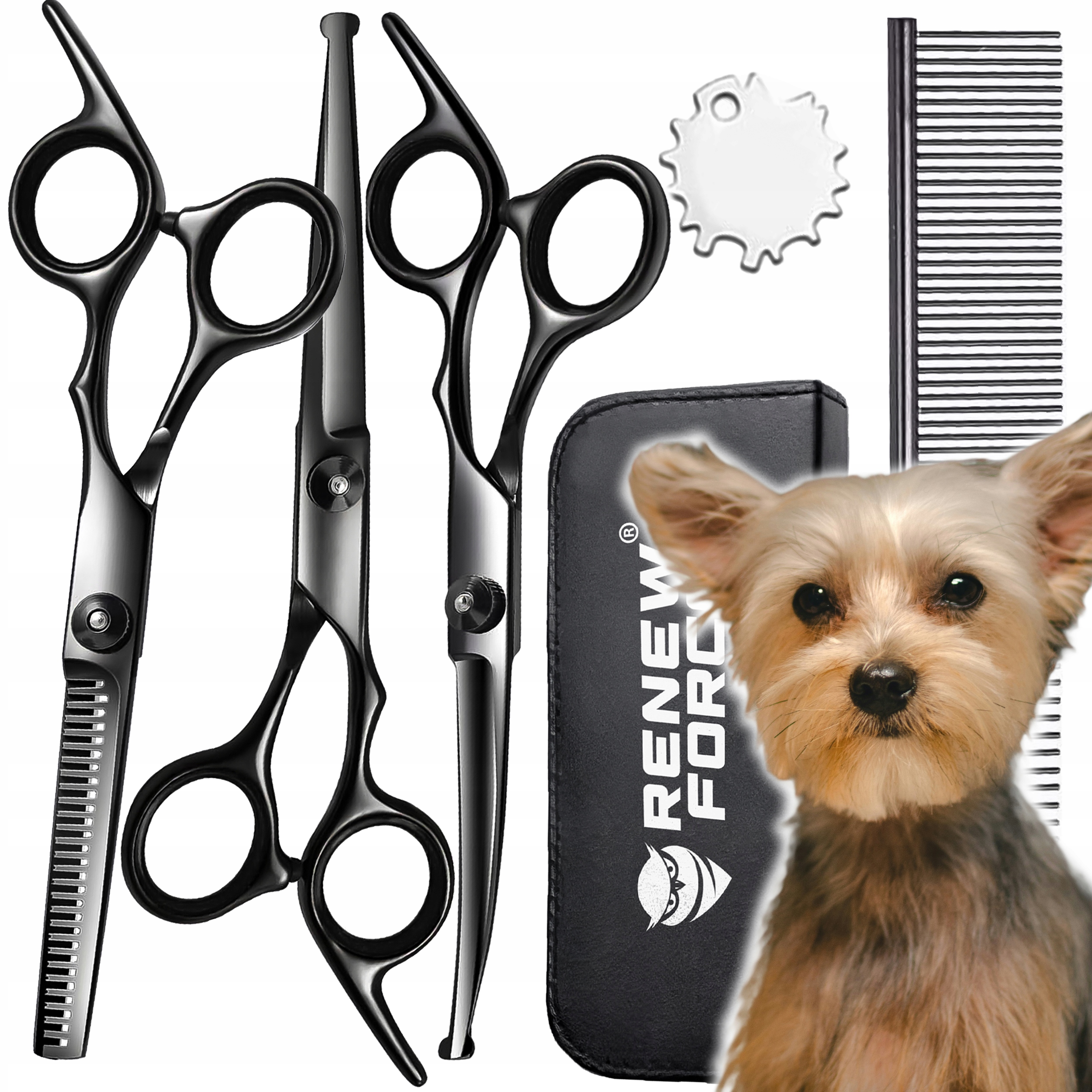 2x Nůžky na stříhání psa Renew Force nerezová ocel sada
