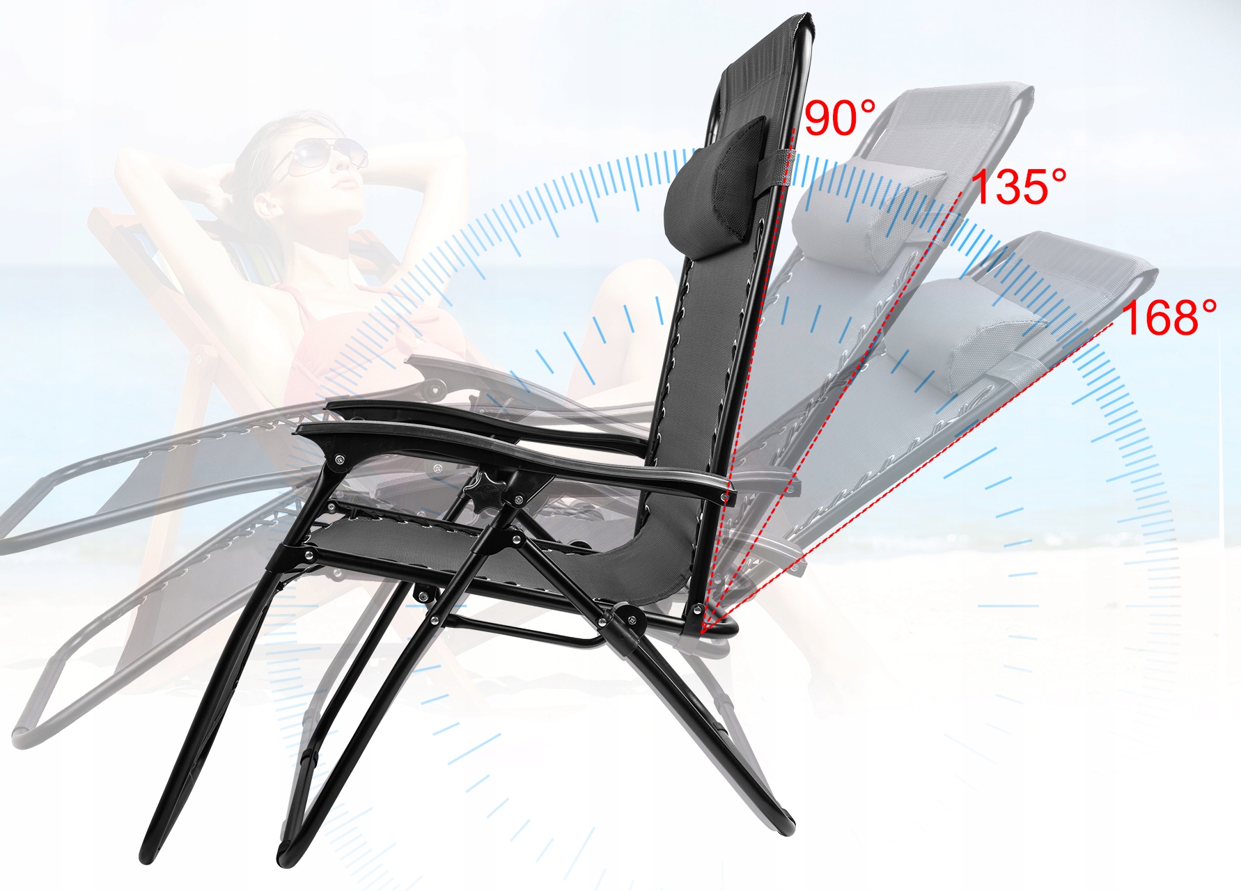 ZAHRADNÍ ŽIDLE SKLÁDACÍ ŽIDLE ZERO GRAVITY CHAIR Typ lehátko