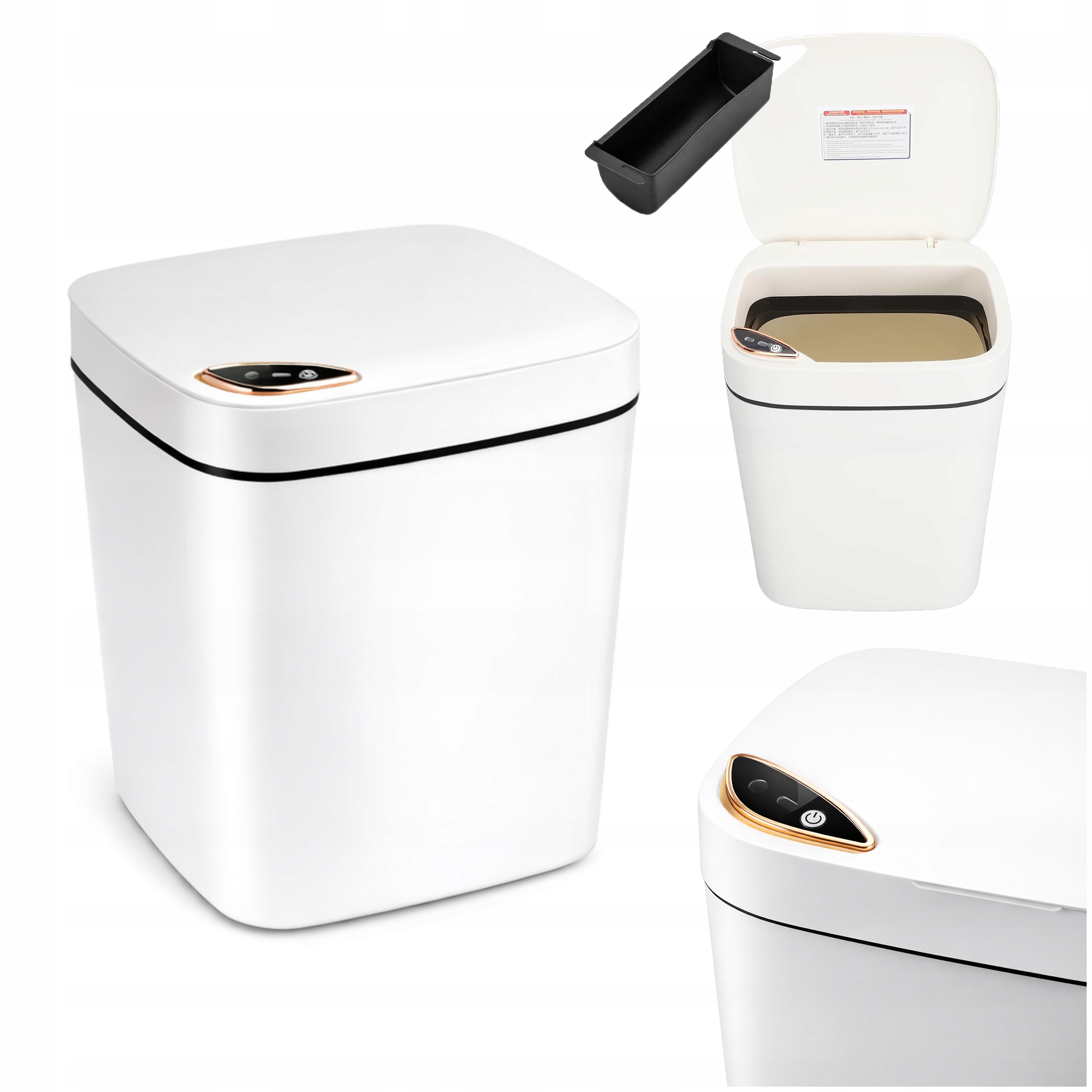 Levně Automatický Odpadkový Koš Bezdotykový Odpadkový Koš Inteligentní Senzor Bílý