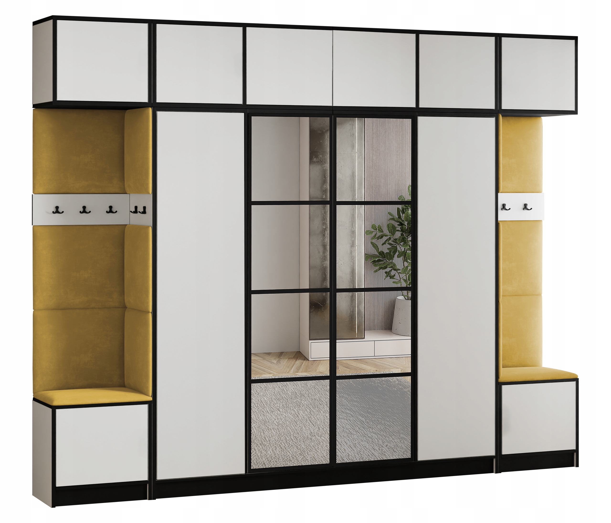 Šatní skříň s nástavcem Costa 17 bílá látka žlutý sedák