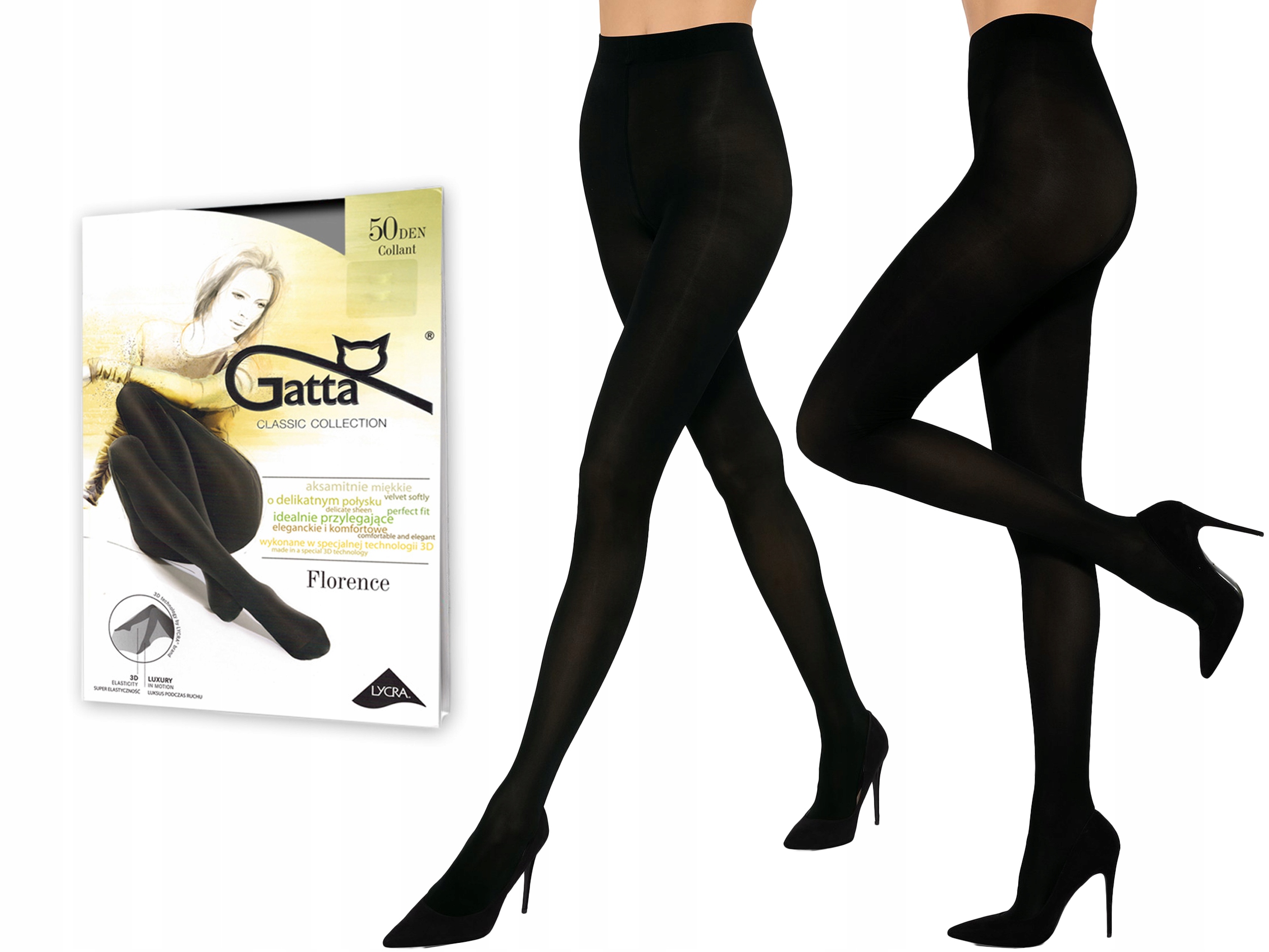 

Rajstopy 3D Gatta Florence, 50 den lycra nero 5-XL