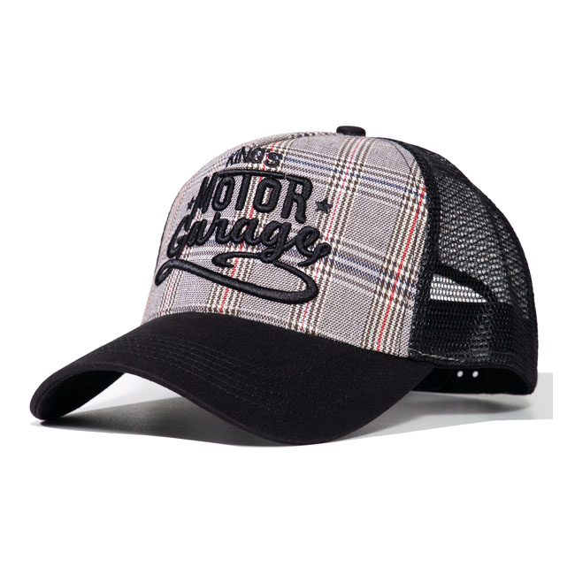Kšiltovka King Kerosin Motor Garage check trucker cap