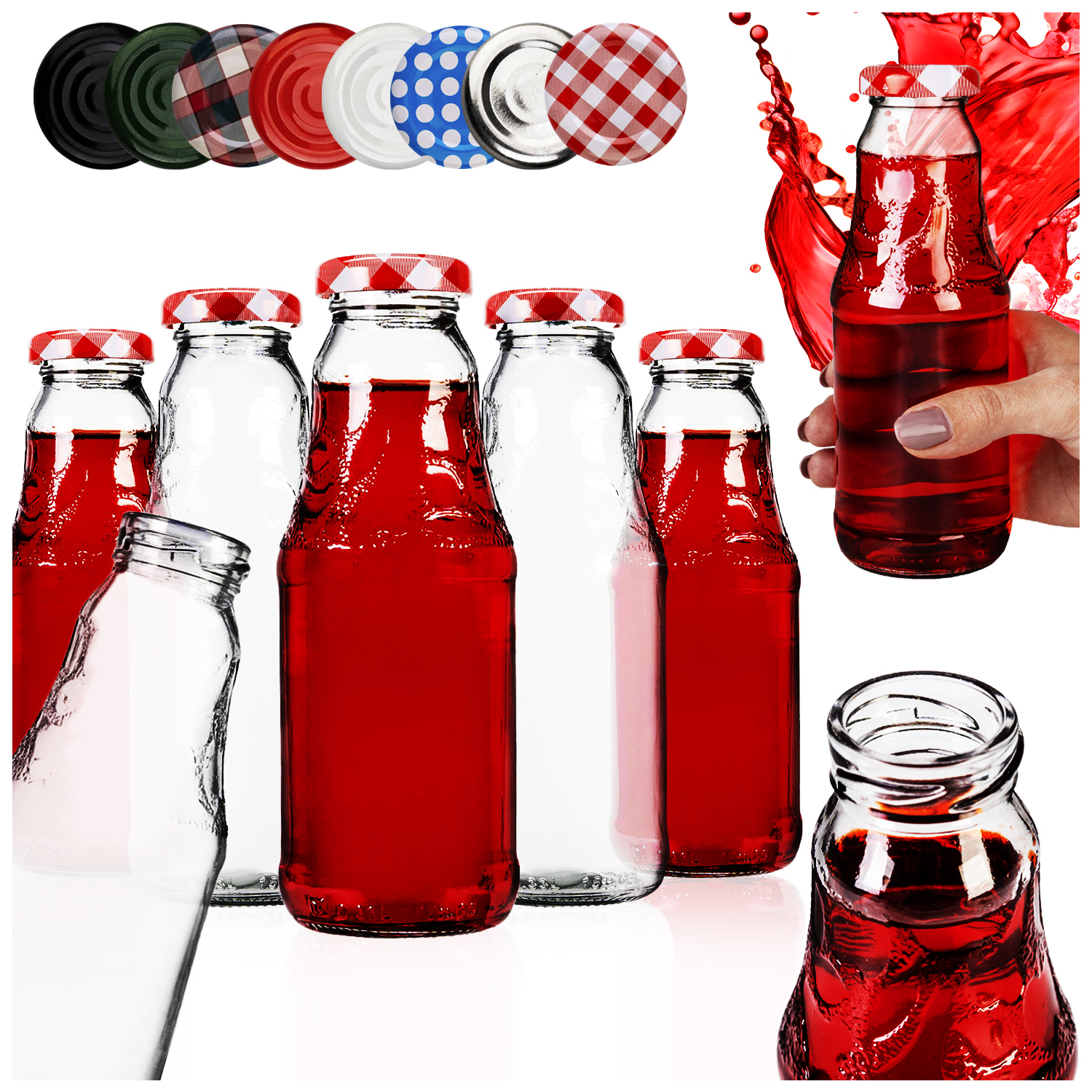 50x Láhve Na Džus 330ml na Šťávy, Likéry, Vodu, Nápoje, Shoty, Pálenku Šroubovací Víčka