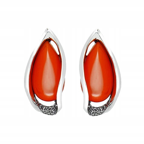 Stříbrné Klipy S Oranžovým Kočičím Okem K438