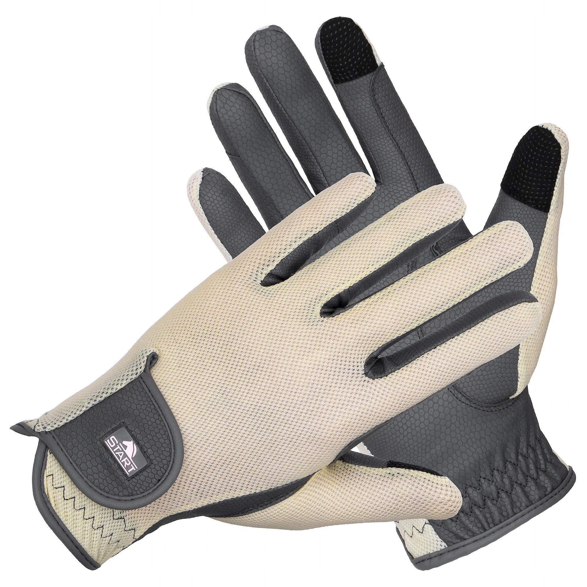 Rękawiczki jeździeckie Start Martynique letnie z siateczki beżowe/szare L