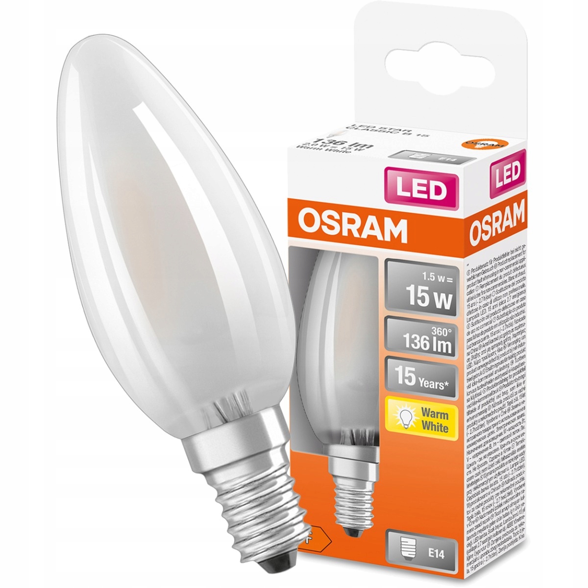 

Żarówka Led Świeczka E14 1,5W 2700K Filament Osram