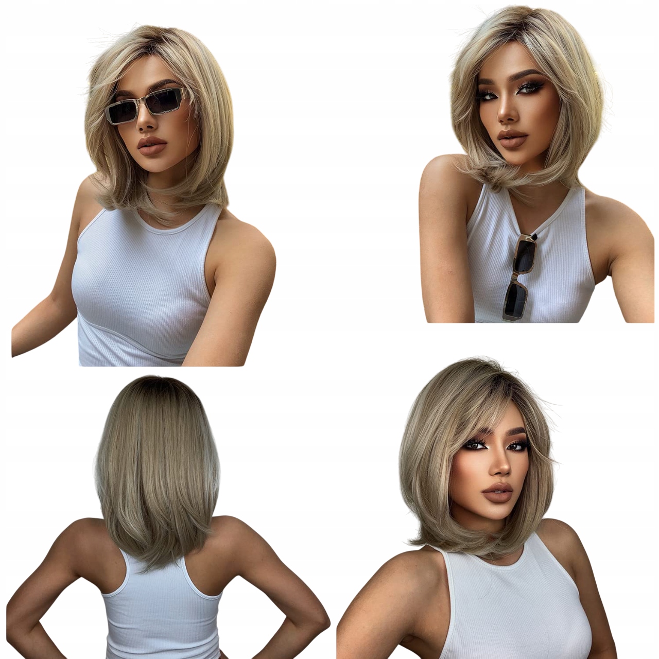 Peruka damska blond ombre refleksy włosy jak naturalne czepek