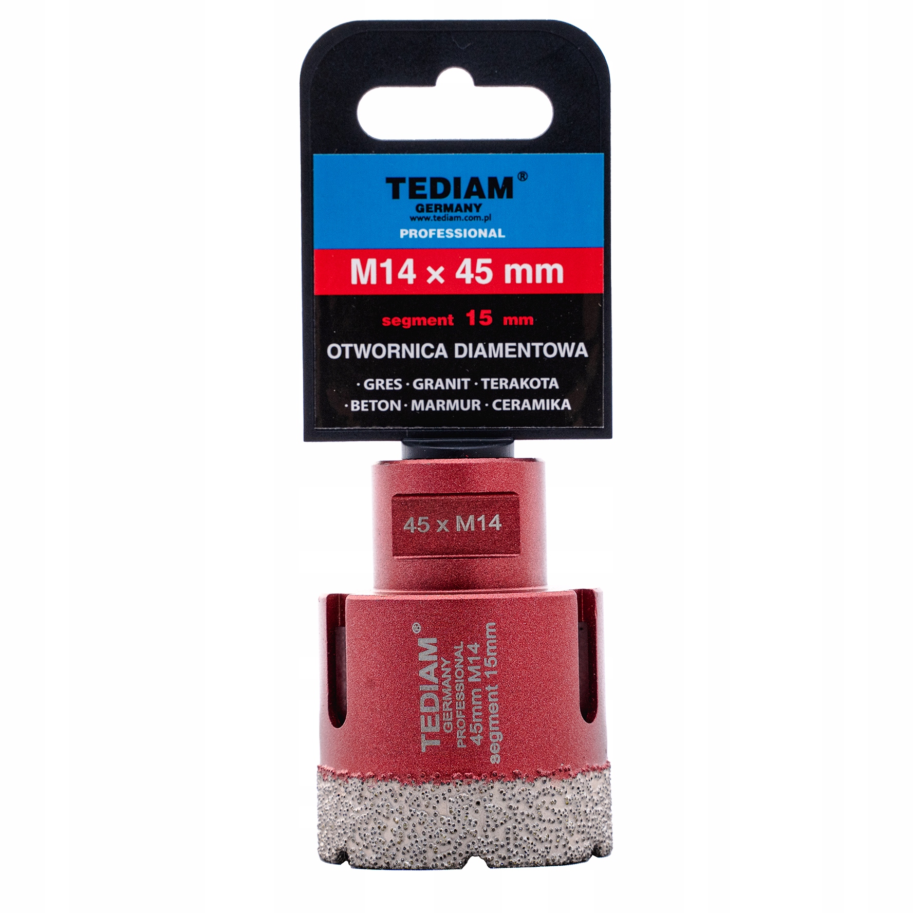 Otwornica diamentowa do gresu granitu glazury M14x82 mm TEDIAM PRO Marka TEDIAM
