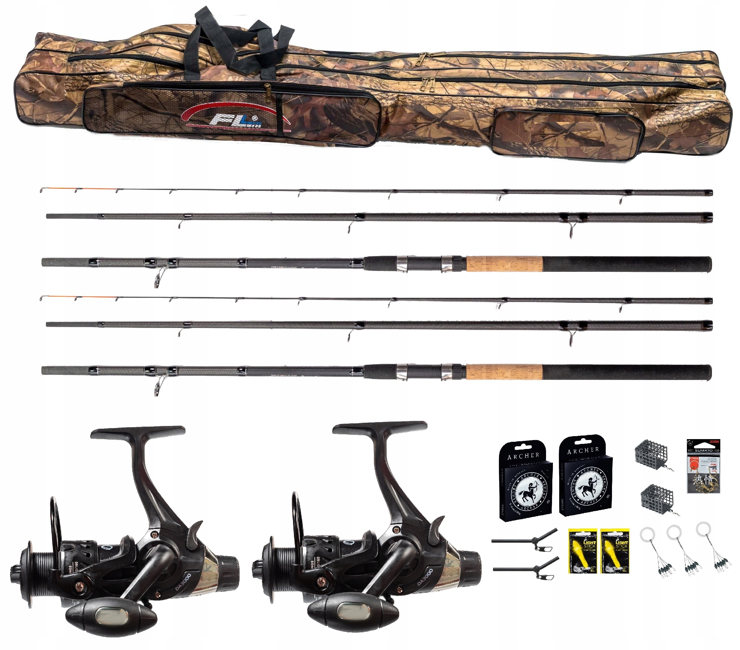 Zestaw Wędkarski Gruntowy 2x Wędka Feeder 2x Kołowrotek Torba