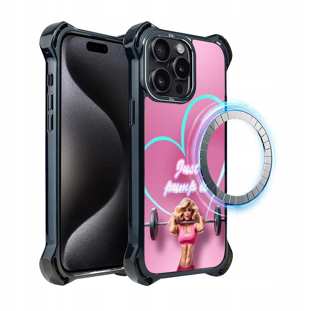 Pouzdro pro iPhone 15 Pro Max Ibizu DropGuard Ultra s MagSafe, Pump it love