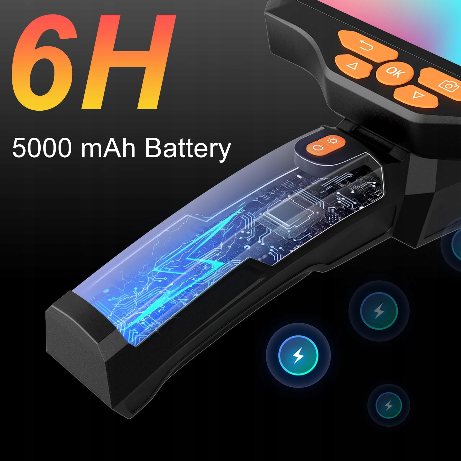 UIIVZEY Kamera Inspekcyjna 15m 5 Calowy Ekran HD Wodoodporna 64GB — miniatura 8