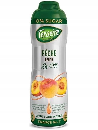 2x Teisseire Peach Broskvový sirup bez cukru koncentrát lahev na pití 600 ml
