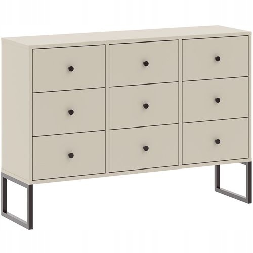Komoda 9 szuflad kaszmir cashmere czarne nogi do salonu Elis