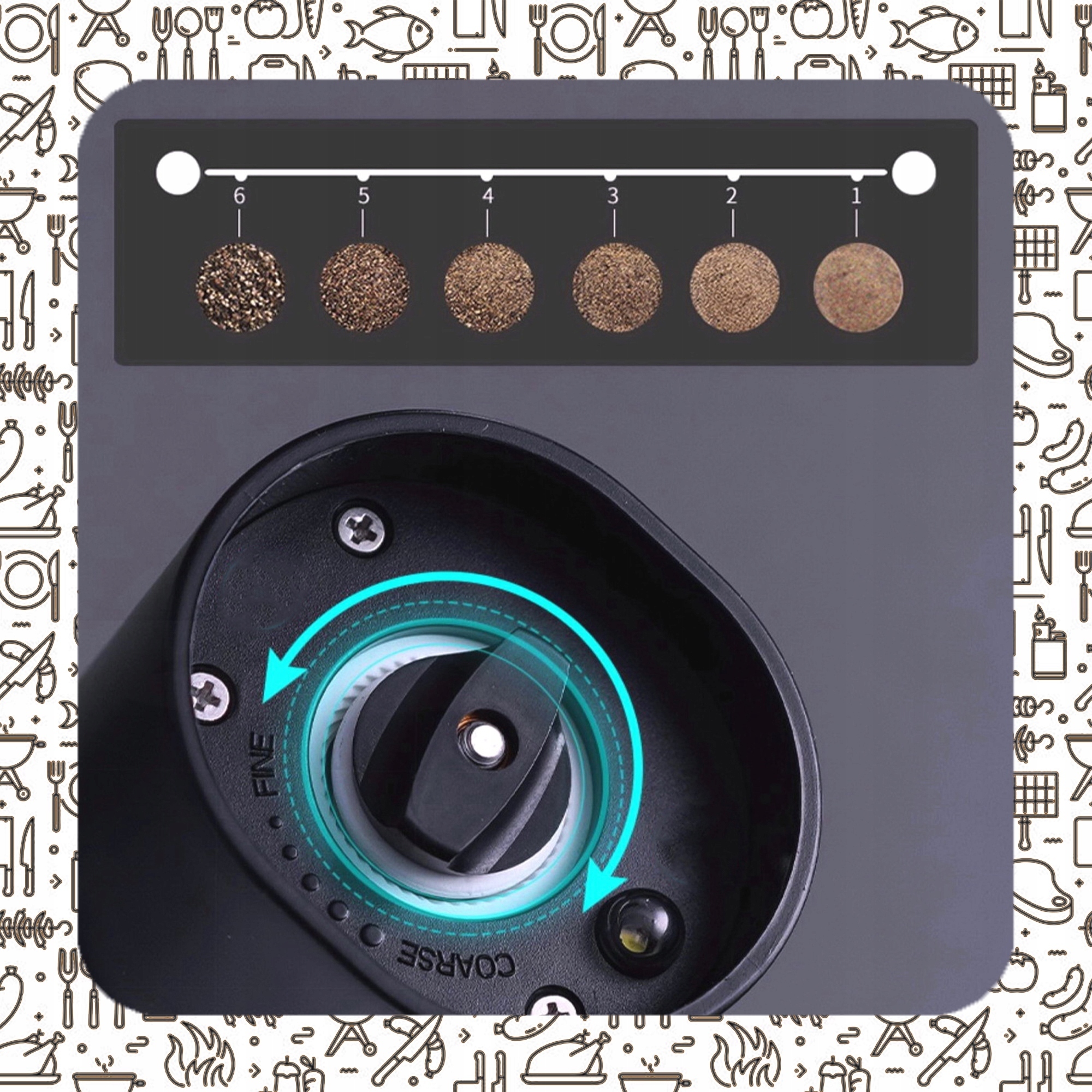 ZESTAW 2 ELEKTRYCZNYCH MŁYNKÓW DO SOLI PIEPRZU PRZYPRAW REGULOWANA GRUBOŚĆ Pojemność 1 g