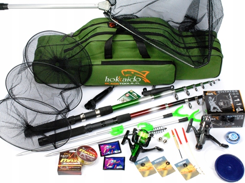 Zestaw 2x Wędka Pokrowiec Podbierak Z63