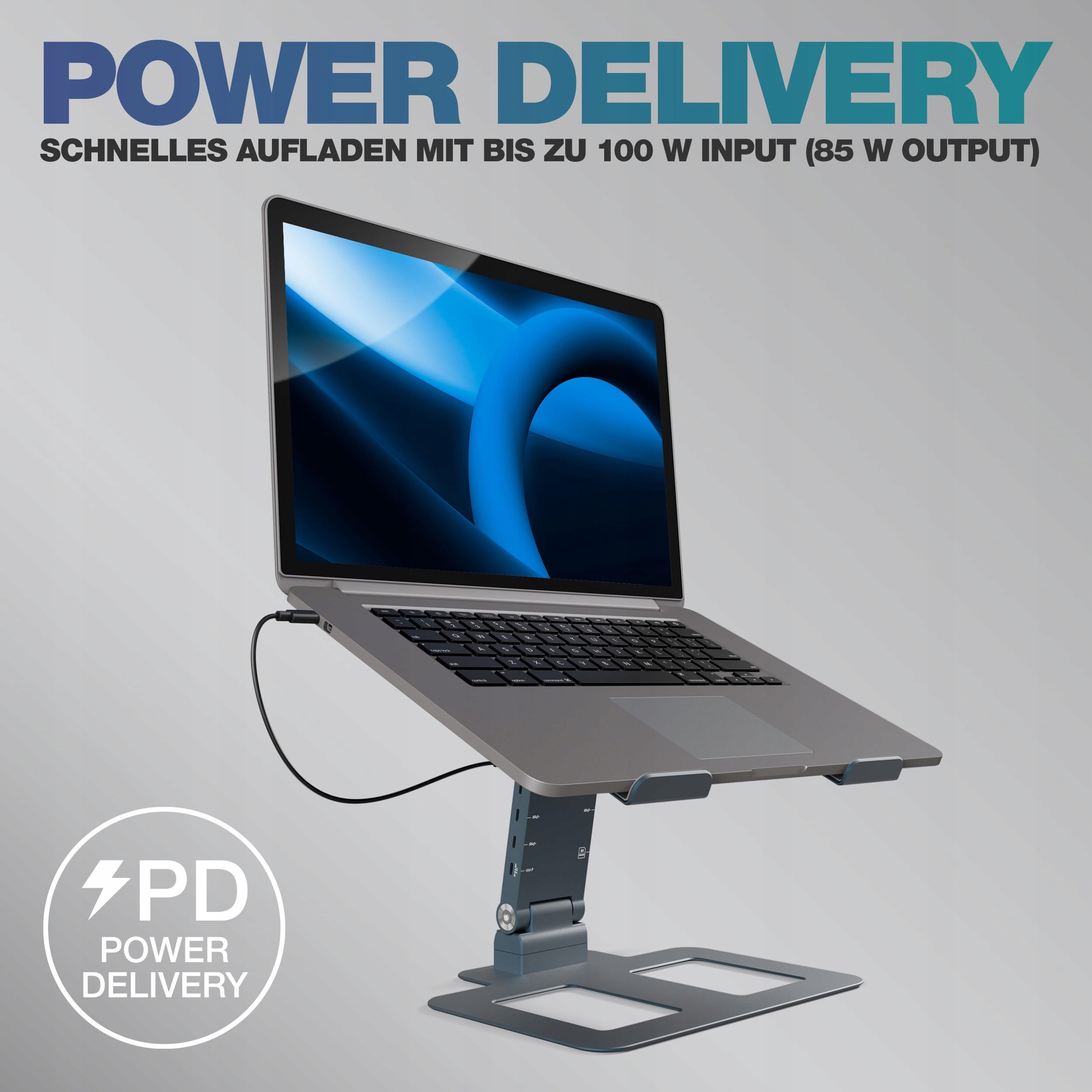 RELOOP ALUMINIOWY UNIWERSALNY STOJAK Z OBROTOWĄ PODSTAWKĄ POD LAPTOP — miniatura 6