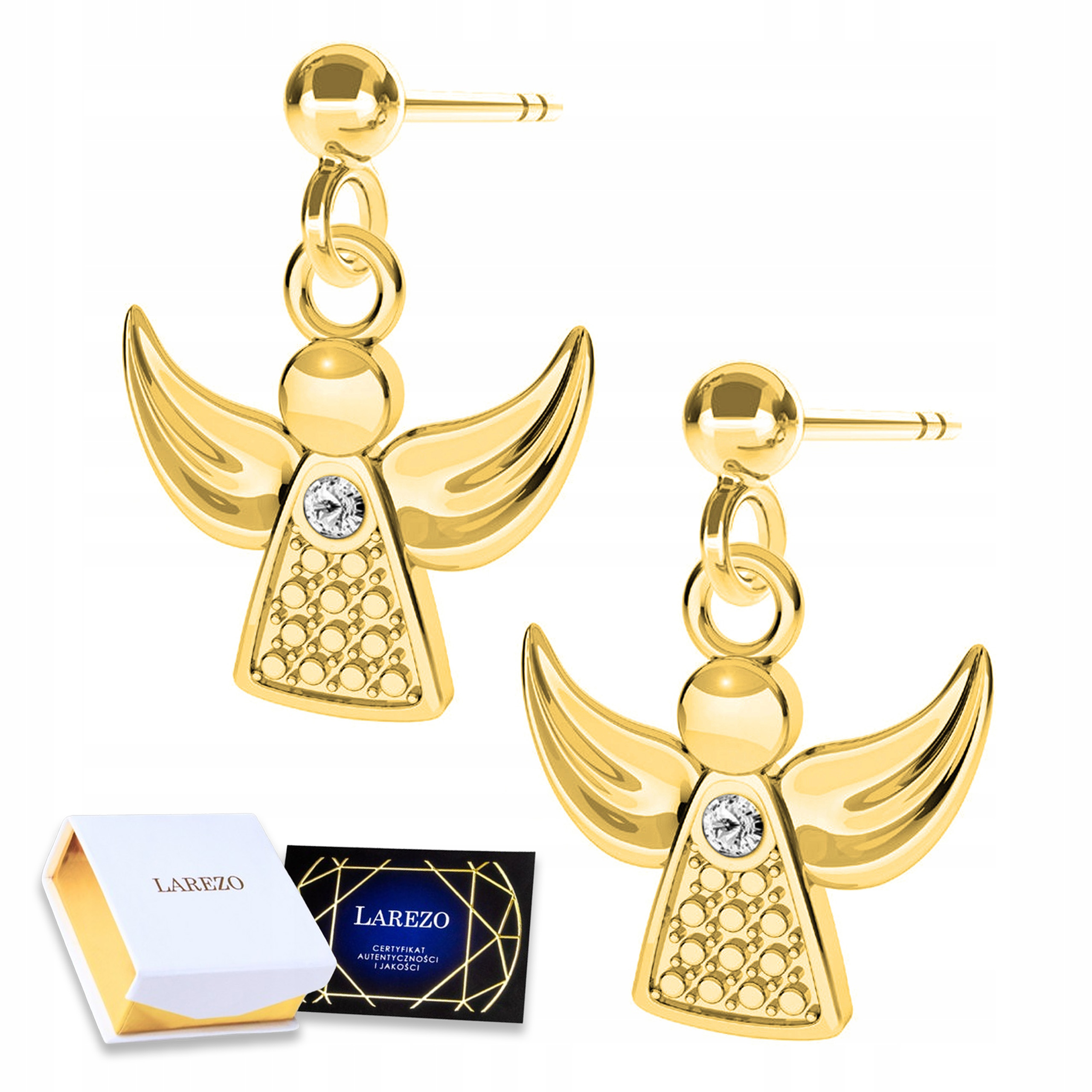 Zlaté Náušnice Andělské křídla Anděl s andělem Křídla Stříbro 925