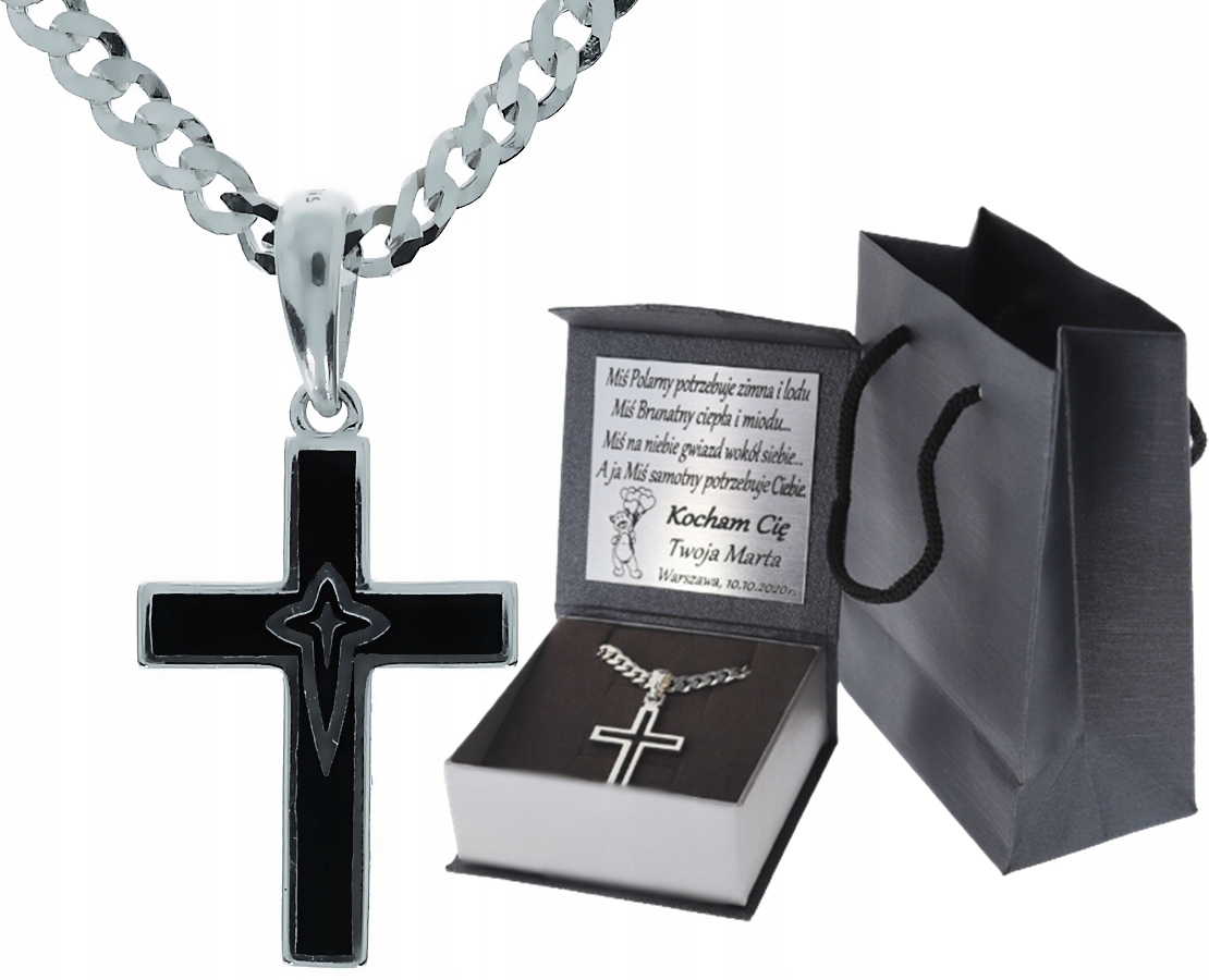 Stříbrný Plný Řetízek Pro Muže Pancr S Křížkem Ryzost 925 Gravírování Bonus