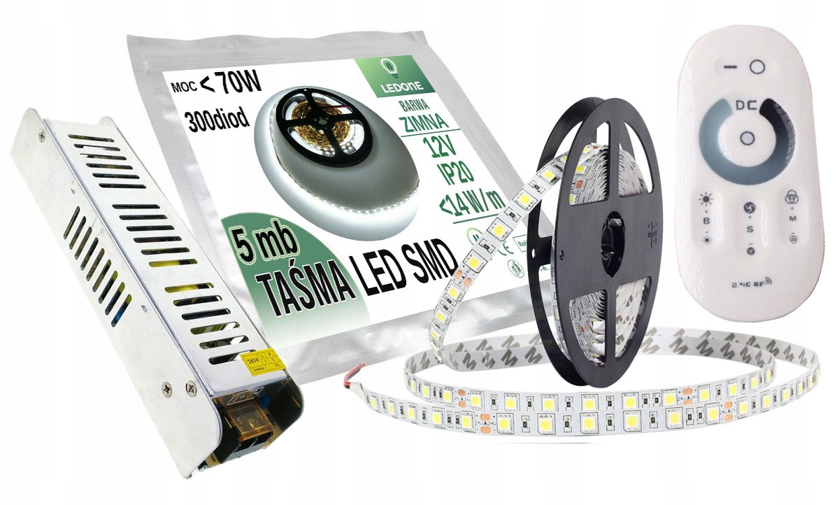 

Zestaw 5m Taśma Led 5050 Biała Zimna P. Dotykowy