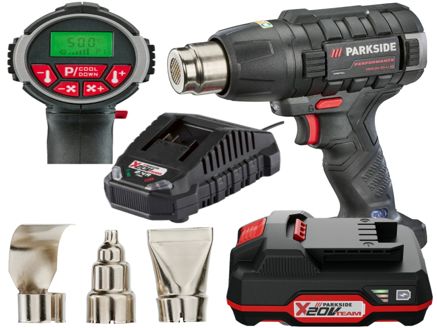 Opalarka akumulatorowa 20V Parkside Performance 50-500°C Aku Ładowarka Zest