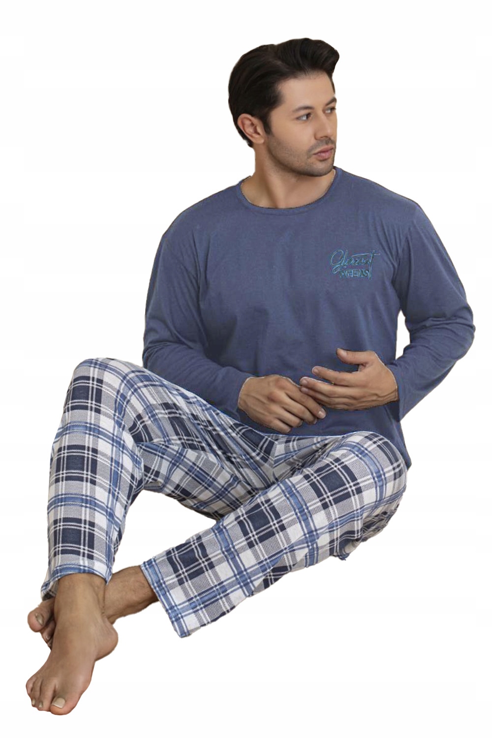 PIŻAMA MĘSKA BAWEŁNA DŁUGI RĘKAW