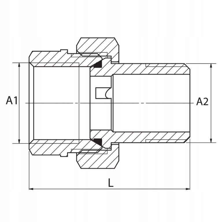 ŚRUBUNEK MOSIĘŻNY PROSTY 3/4" CALA DN20 Z USZCZELKĄ ORINGIEM SOLIDNY MOCNY Marka DIAMOND
