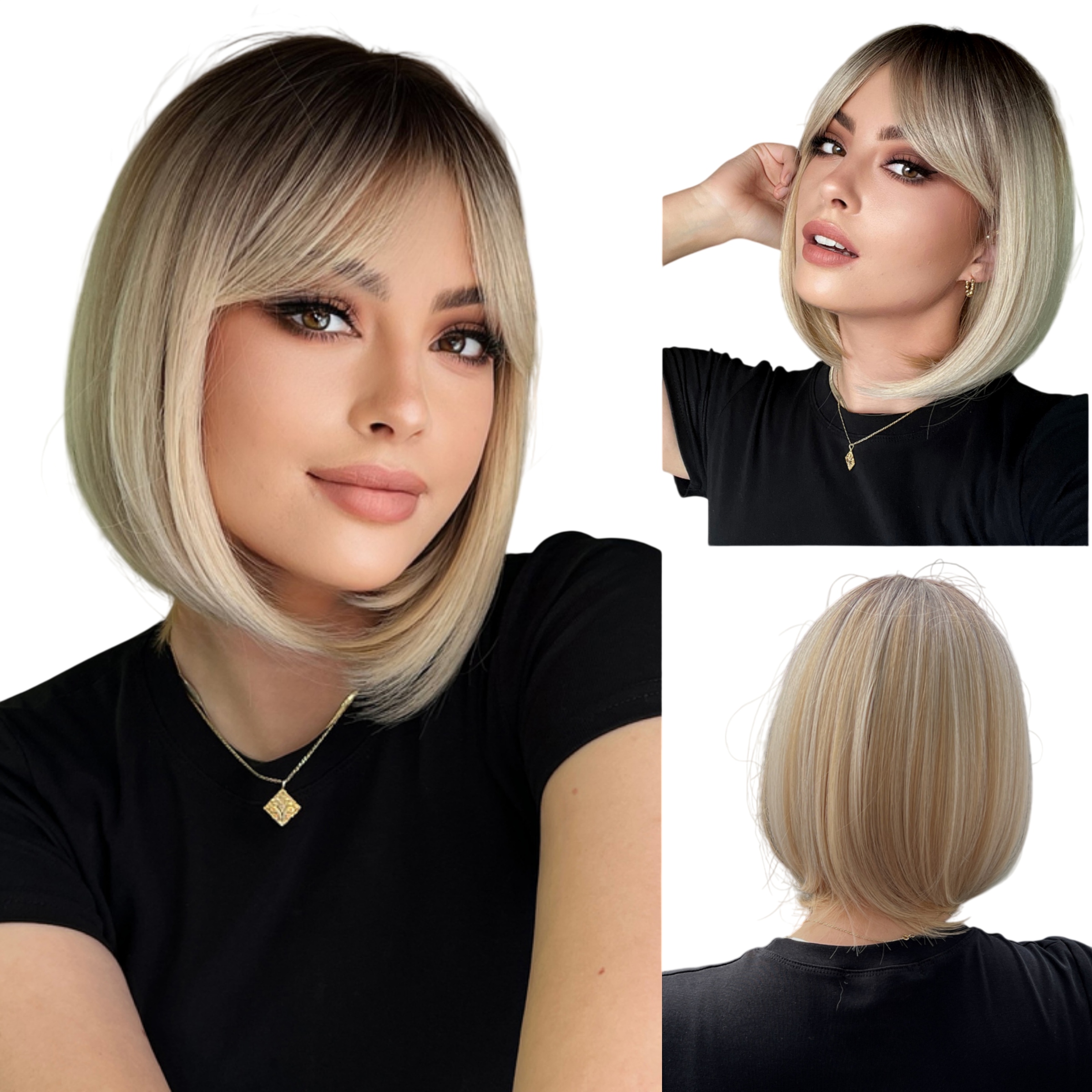 Peruka blond Ombre bob peruki damskie Jak naturalna czepek